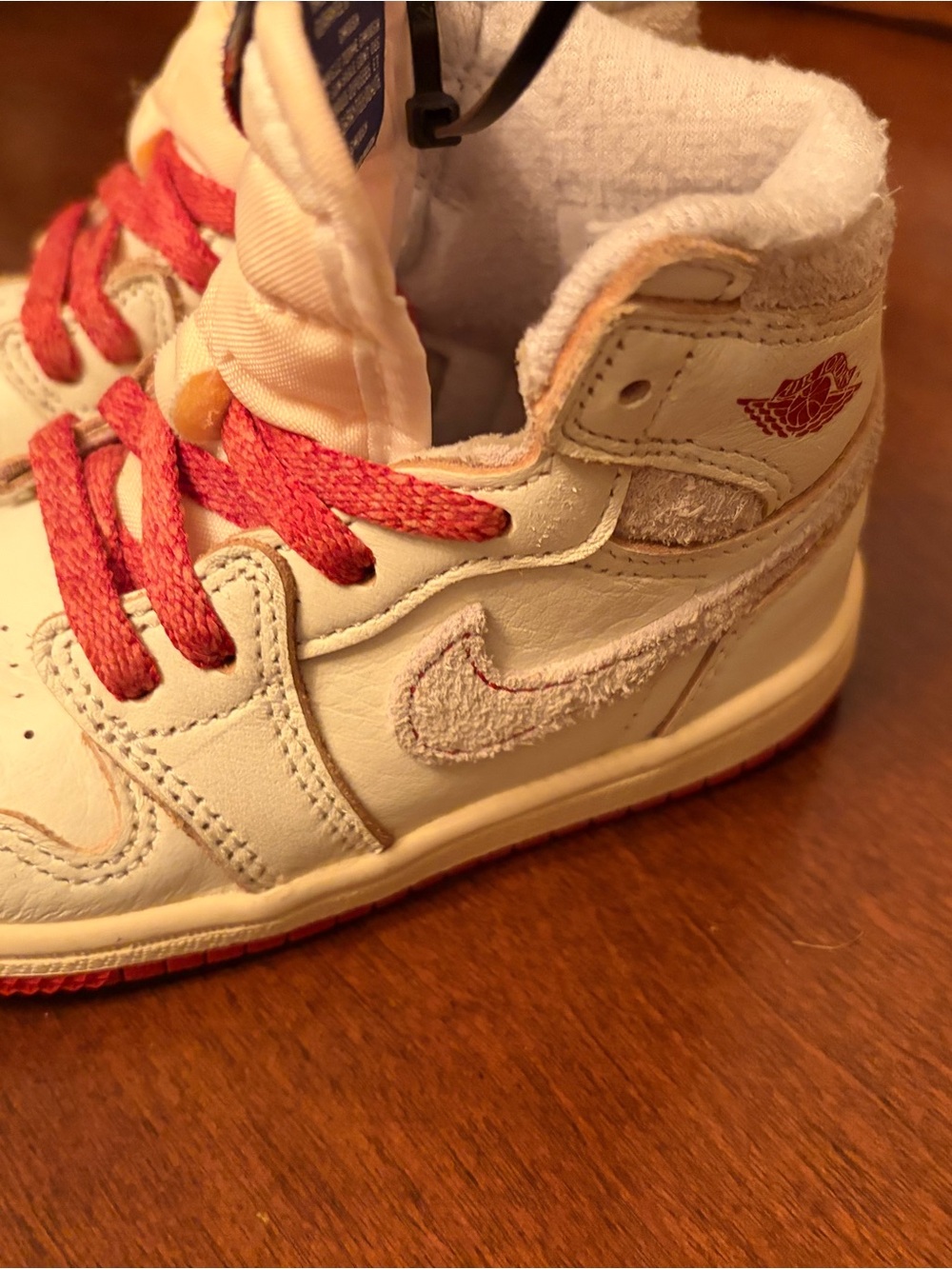 Nike Kids Cream and Red High-Top Sneakers